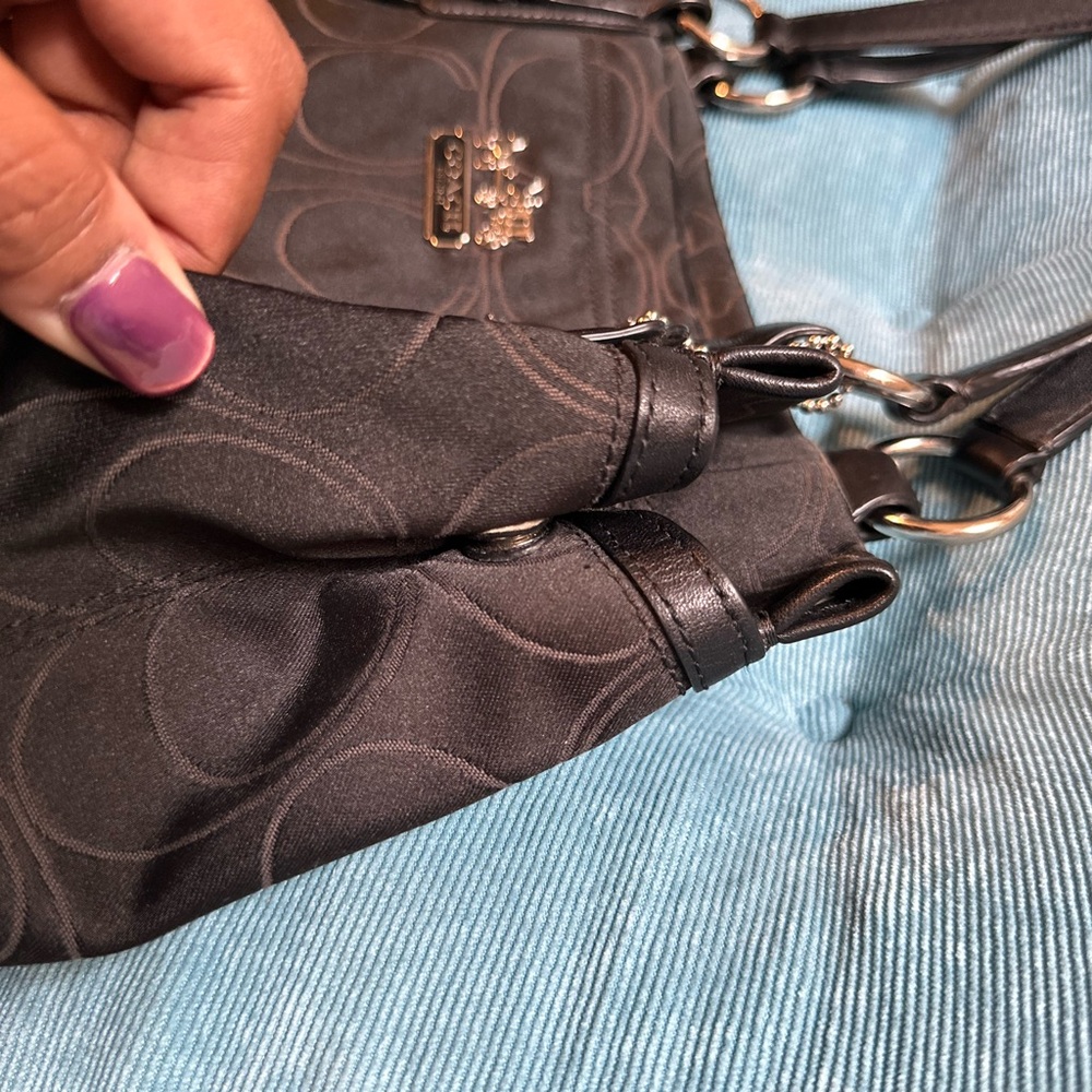 Coach Y2K 15402 Mia Black Signature Satin Shoulder Bag with Silver Accents - Picture 10 of 16